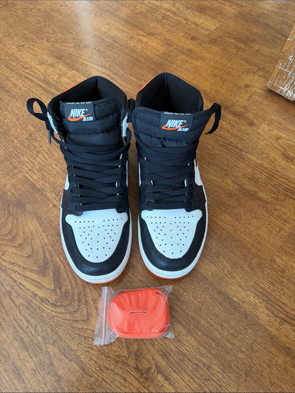 Nike High-Top Sneakers in Black, White & Orange Accents